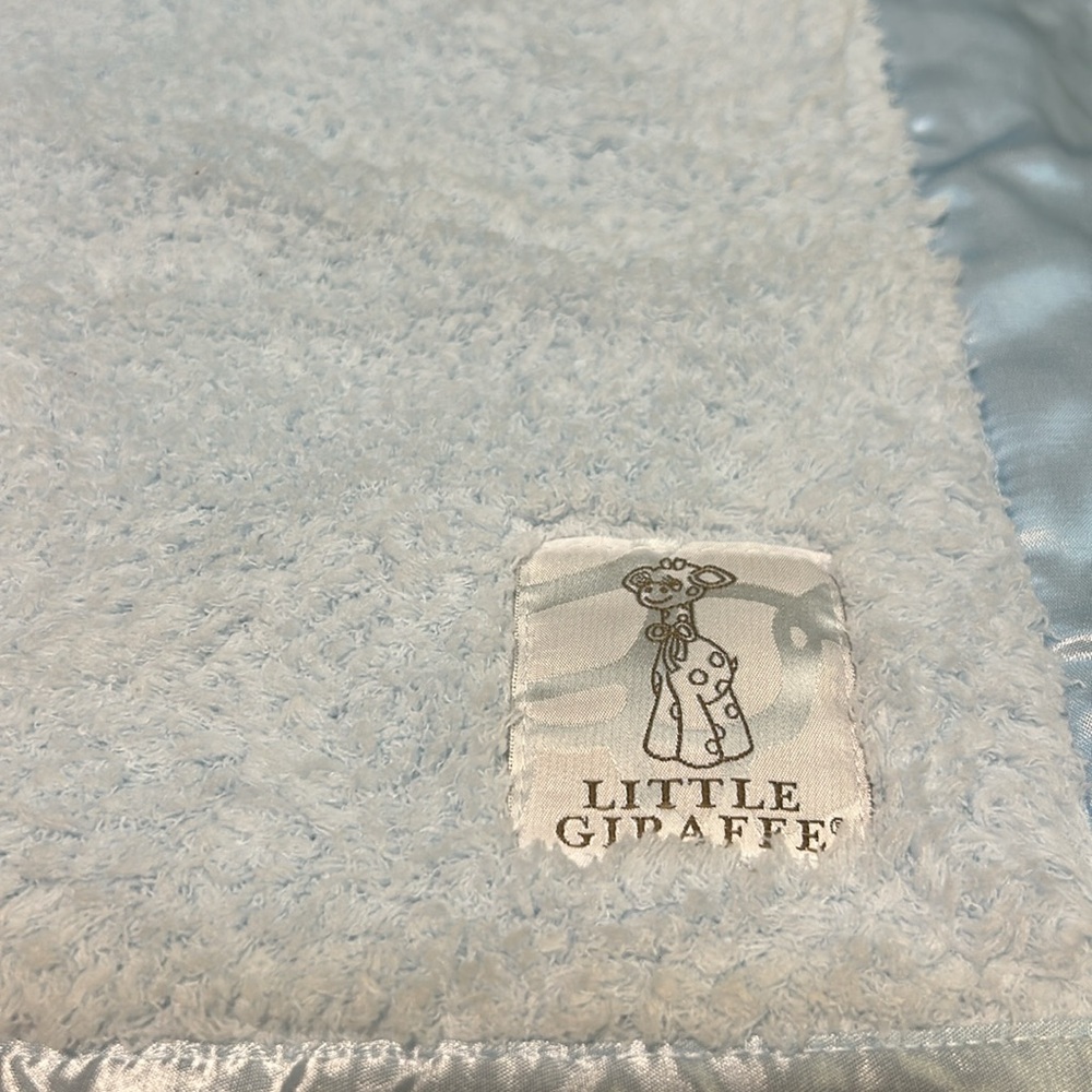 Little Giraffe My First Blanky 16”X16” Blue Chenille Satin Trim Lovey NWT - Picture 3 of 6